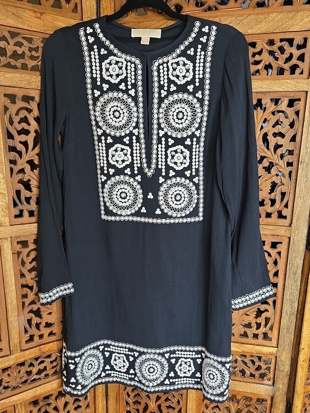 Michael Kors Black Top with Ivory Label Detail